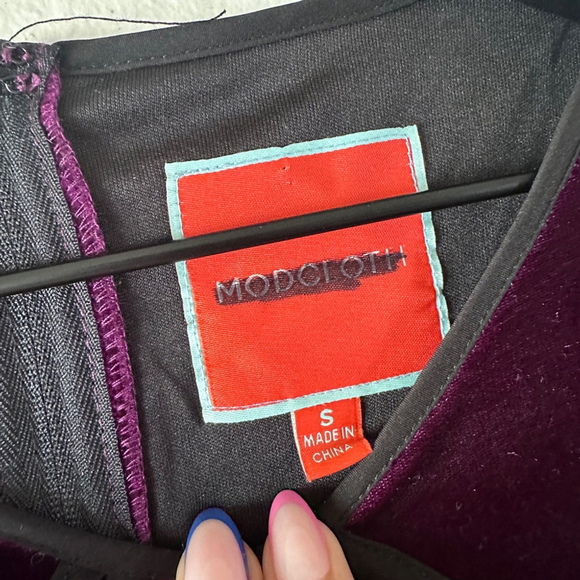 ModCloth Velvet Fit & Flare Dress Small Plum Purple Holiday Christmas Party Clas - Picture 6 of 11